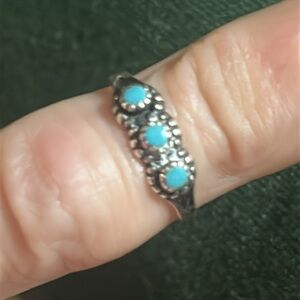 Vintage Native American small "Bell Trading"turquoise ring Sterling